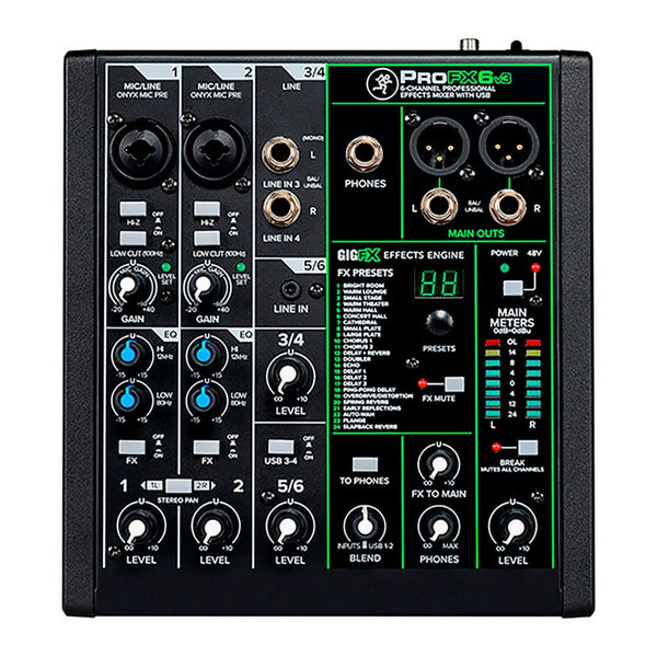 Mixer Mackie PROFX 6v3 con Efectos y USB - GOmusic.cl
