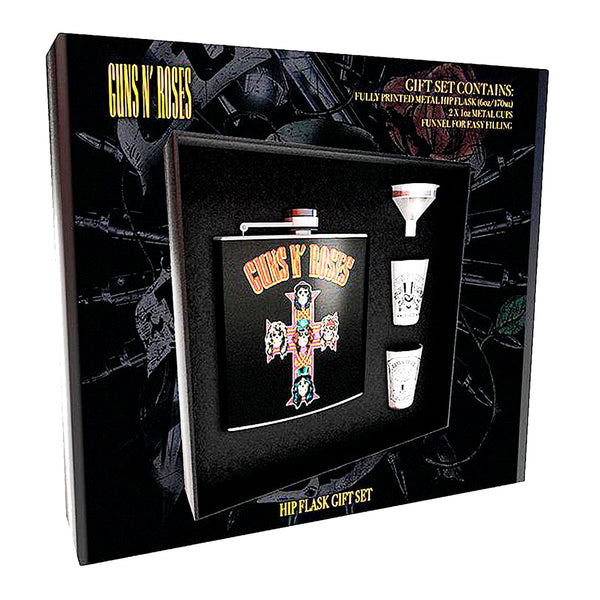Set Petaca Guns N Roses con Vasos de Metal - GOmusic.cl