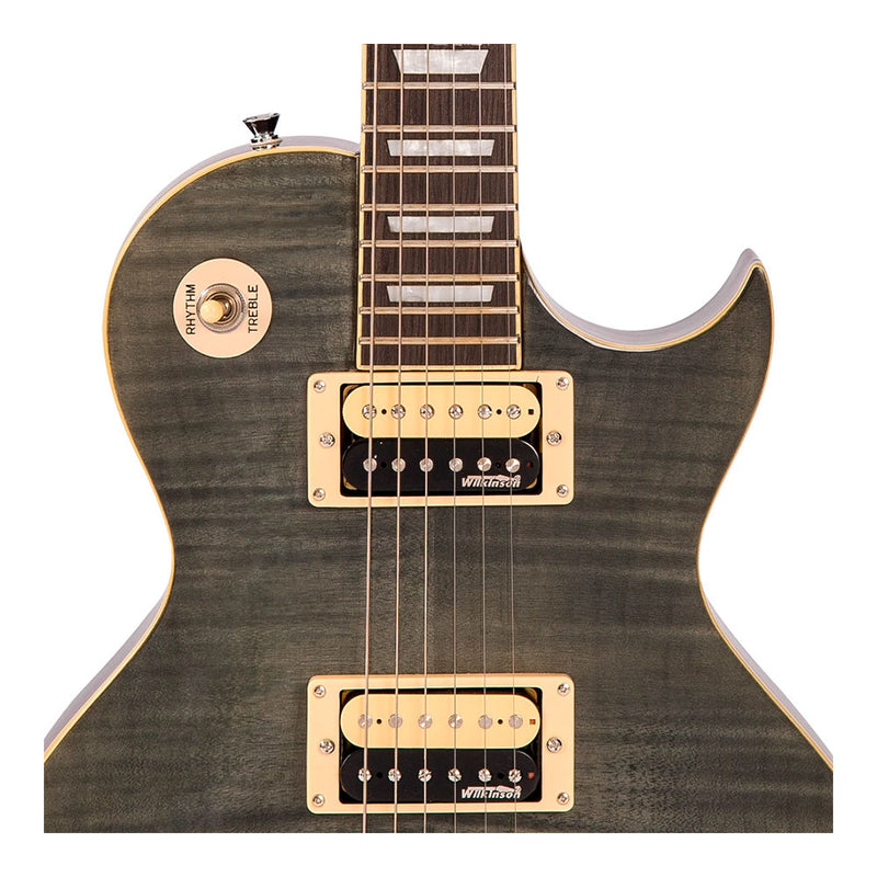 Guitarra Eléctrica Vintage V100 Color Flamed Gloss Black - GOmusic.cl