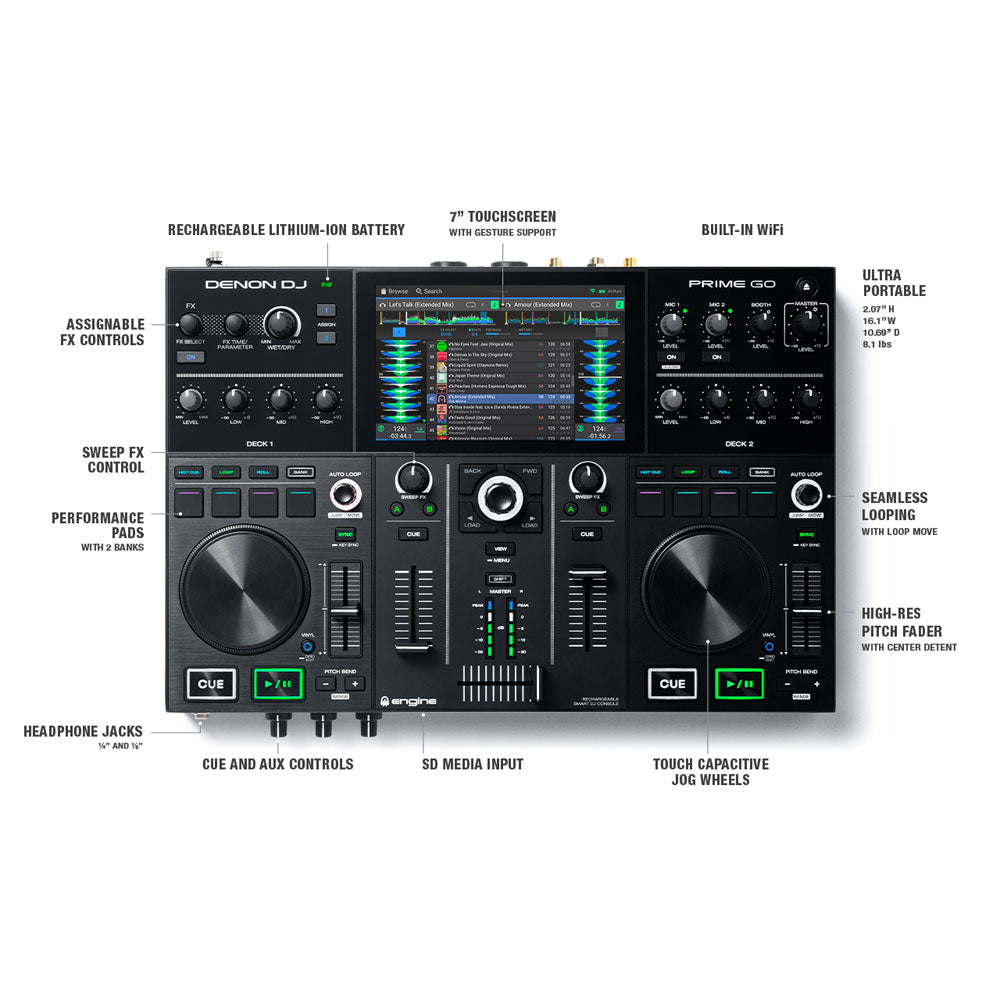 Controlador DJ Denon PRIME GO - GOmusic Store
