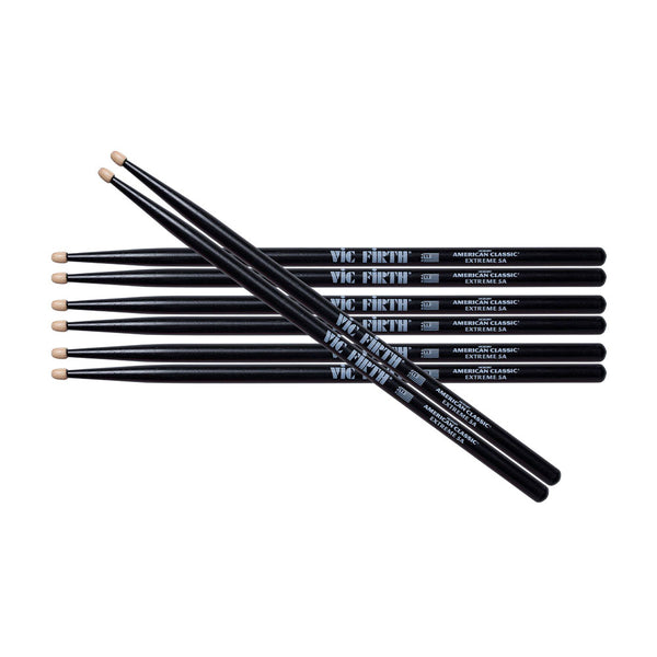 Set Baquetas Vic Firth AMERICAN CLASSIC 5A EXTREME Madera Negras - GOmusic.cl