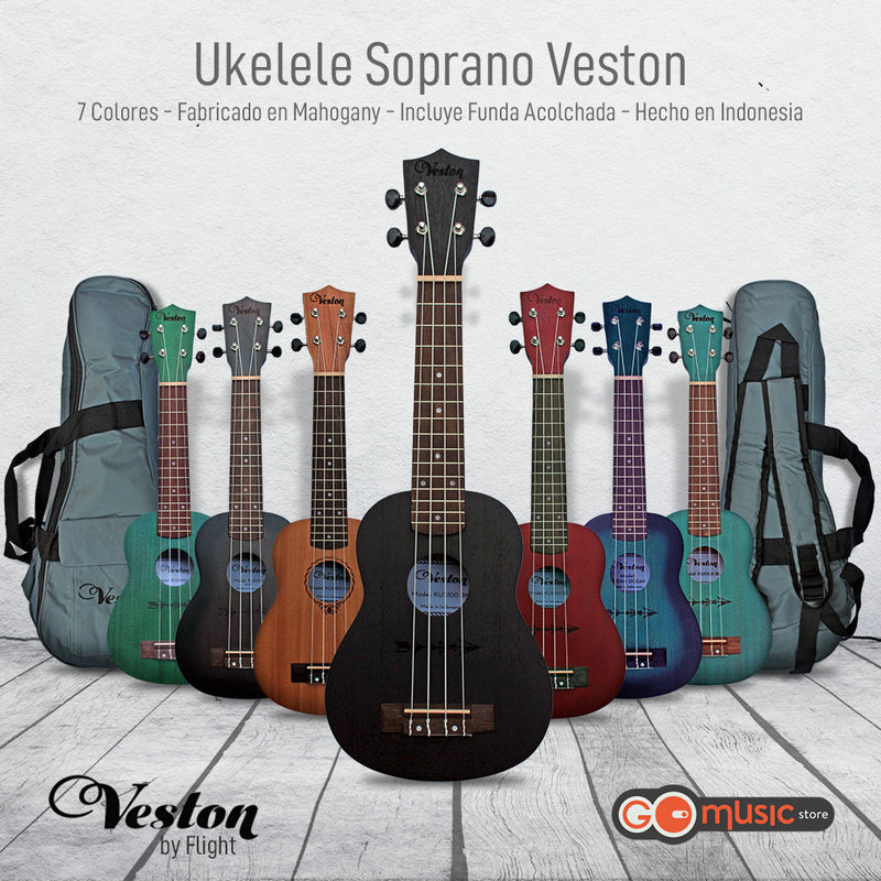 Ukelele Soprano Veston KUS 100 BK Color Negro Con Funda - GOmusic.cl