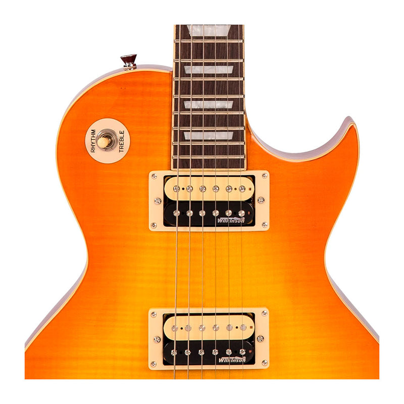 Guitarra Eléctrica Vintage V100 Color Flamed Honeyburst - GOmusic.cl