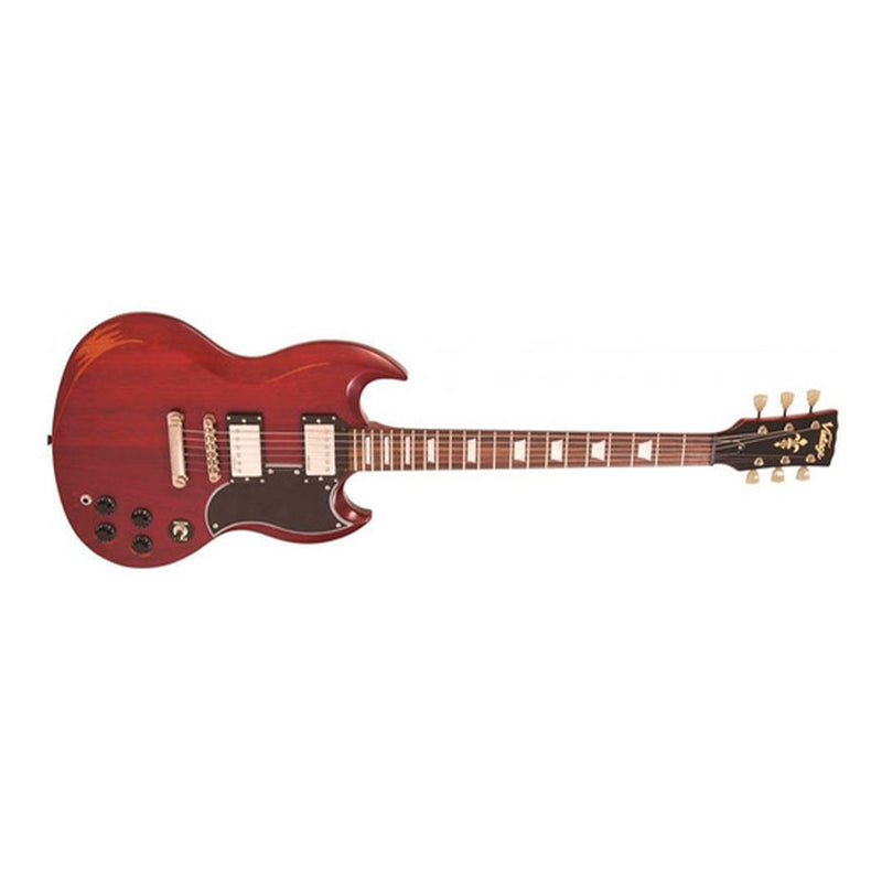 Guitarra Eléctrica Vintage VS6MR DISTRESSED Color Cherry Red - GOmusic.cl